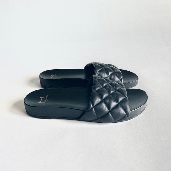 Marc Fisher Black Quited Leather Flip Flop Sandals size 8 - Picture 2 of 11